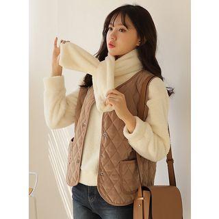 Patch-pocket Snap-button Quilted Vest