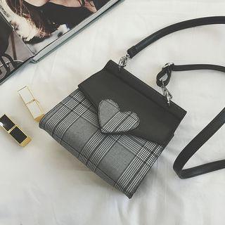 Plaid Panel Crossbody Bag