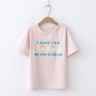 Short-sleeve Letter Embroidered Graphic Stripe T-shirt