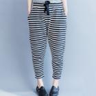 Striped Drawstring Pants Stripes - Blue & White - One Size