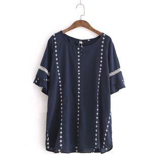Flower Embroidered Short-sleeve Top