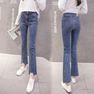 Asymmetric Cropped Boot Cut Jeans