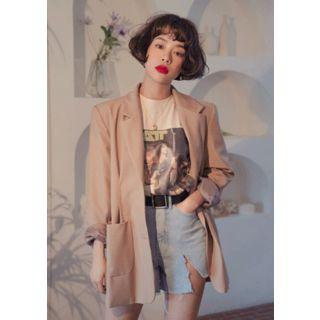 Belted 3-button Longline Blazer