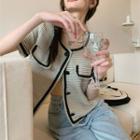 Short-sleeve Striped Button Shirt