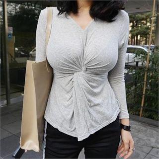 Long Sleeve Twisted Front T-shirt