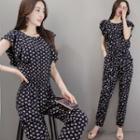 Short-sleeve Printed Jumpsuit