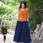 Linen Blend Tank Top / Long Skirt