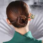 Agate & Rhinestone Floral Hair Stick