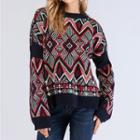 Patterned Sweater Black & Red - One Size