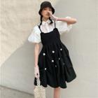Puff-sleeve Shirt / Floral Overall Dress