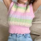 Color Block Cable-knit Vest