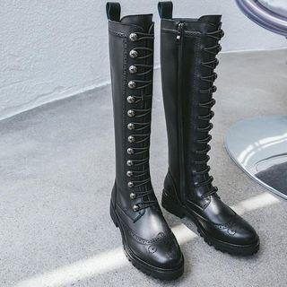 Lace-up Tall Brogue Boots