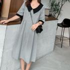 Elbow-sleeve Houndstooth Top / Midi Dress