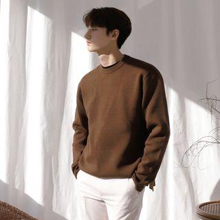 Contrast-color Lining Wool Blend Knit Top