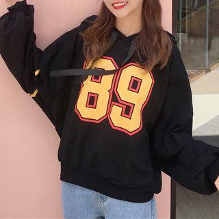 Print Batwing-sleeve Hoodie