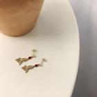 Goldfish Dangle Earring E259 - 1 Pair - Gold & Red - One Size