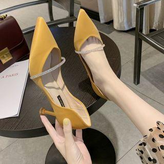 Rhinestone Strap Pointed High Heel Pumps