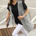 One-button Glen-plaid Linen Vest