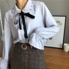Frilled Bell-sleeve Loose-fit Blouse