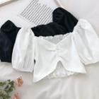 Square Neck Frilled Puff-sleeve Blouse