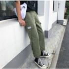Label Applique Drawstring-cuff Cargo Pants