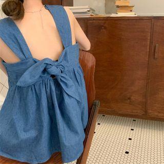 Knotted-back Camisole Top Blue - One Size