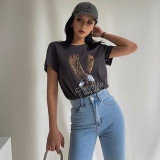 Eagle-print Loose T-shirt