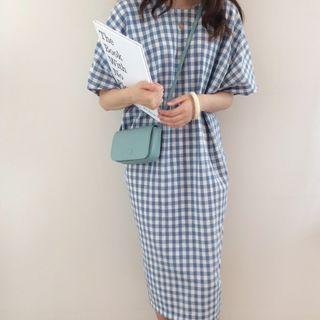 Twist Back Checked Dress