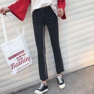 Contrast Trim Boot Cut Jeans