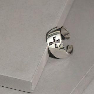 925 Sterling Silver Cross Open Ring Retro Silver - Size No. 7