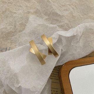 Matte Cross Alloy Earring 1 Pair - Earring - Cross - Matte - Gold - One Size