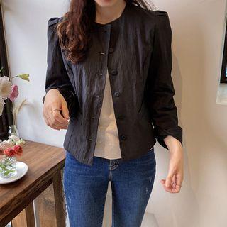 Puff-shoulder Dual-pocket Jacket