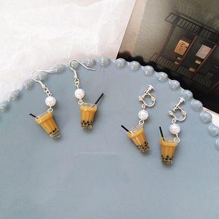Faux Pearl Miniature Milk Tea Dangle Earring