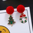 Non-matching Christmas Tree Bobble Dangle Earring As Shown In Figure - One Size