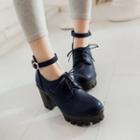 Ankle Strap Chunky Heel Lace-up Shoes