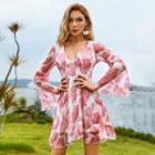 Print Long-sleeve Mini A-line Dress