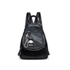 Faux-leather Zip-accent Backpack