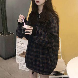 Plaid Loose-fit Pullover As Shown In Figure - One Size