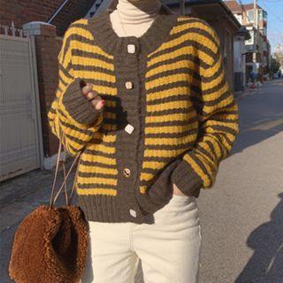 Contrast Striped Cardigan