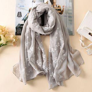 Floral Print Linen Blend Scarf