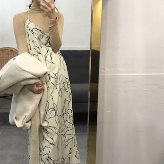 Printed Strappy Maxi Dress As Shown In Figure - One Size