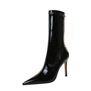 Patent Stiletto-heel Short Boots