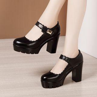 Block Heel Planform Mary Jane Sandals