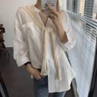 3/4-sleeve Blouse With Shawl