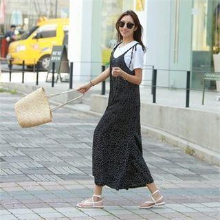 Tie-strap Dotted Wide-leg Jumpsuit