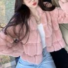 Stand-collar Faux-fur Crop Jacket