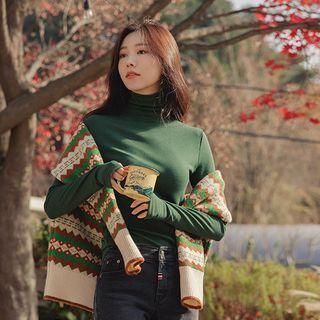 Turtle-neck Thumbhole Napped Top