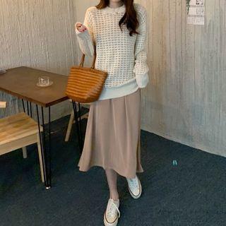 Sweater / Spaghetti Strap Midi A-line Dress