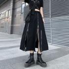 Zip-accent High-waist Midi Skirt