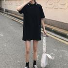 Short-sleeve Mini Polo Dress Black - One Size
